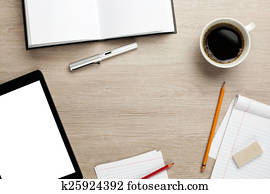 Cluttered office desk background