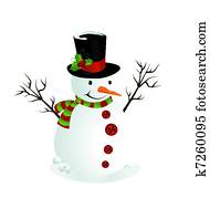 cute, ilustração, de, um, boneco neve