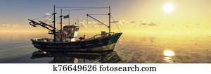 fishing boat in the sea fishing boat in the sea