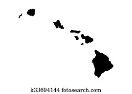 hawaiische inseln, schwarz, silhouette hawaiische inseln, schwarz, silhouette