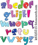karikatur, klein, alphabet karikatur, klein, alphabet