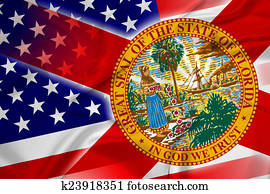 Waving USA and Florida State Flag Waving USA and Florida State Flag