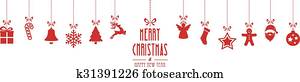 christmas ornaments hanging red isolated background christmas ornaments hanging red isolated background