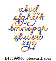 farve, 3, alfabet, vektor, rør, font