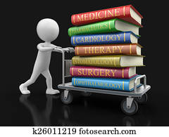 Man and Handtruck Medical textbooks