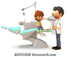 Scared cartoon boy visiting the dentist. Scared cartoon boy visiting the dentist.