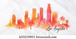 Silhouette watercolor Los Angeles Silhouette watercolor Los Angeles