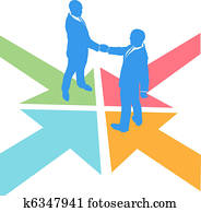 Business people arrows meet deal agreement Business people arrows meet deal agreement
