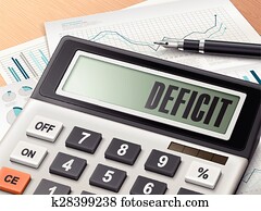 calculatrice, à, les, mot, déficit