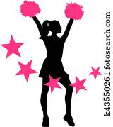 Cheerleader with pink stars Cheerleader with pink stars