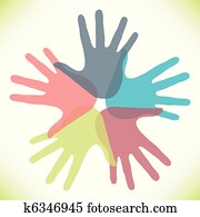 Circle of overlapping hands.