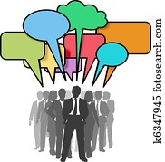 geschäftsmenschen, vernetzung, buntes, talk, blasen