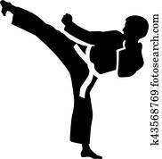 Clip Art of Karate Kick u18632009 - Search Clipart, Illustration ...