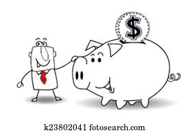 Piggy bank and dollar