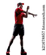 runner jogger stretching warming up silhouette