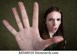 Woman Gestures Stop