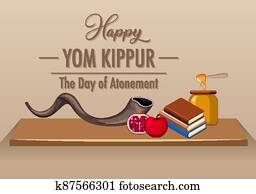 שמח, יום כיפור, לוגו, עם, שופר