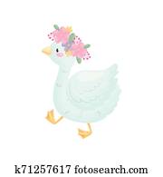 かわいい 白鳥 で A 王冠 上に 彼の Head ベクトル イラスト 白 バックグラウンド クリップアート 切り張り イラスト 絵画 集 K Fotosearch