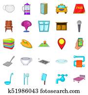 Bursa icons set, cartoon style Bursa icons set, cartoon style