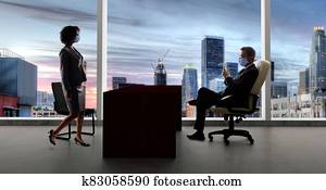 Business Essential Workers Keeping Social Distance and Wearing Face Masks