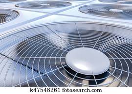 Close up view on HVAC units (heating, ventilation and air condit Close up view on HVAC units (heating, ventilation and air condit
