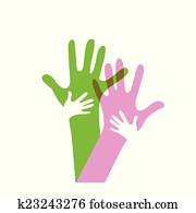 crianças, e, adultos, mãos