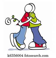 divertido, alegre, parejas