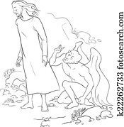 esboçado, tentação, de, christ