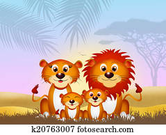 familia, de, leones