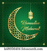 ramadan, mubarak,, ramadan, חגוג, כרטיס של דש, וקטור, דוגמה
