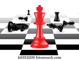 Red King stand out against black chess pieces Red King stand out against black chess pieces