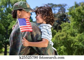 Soldier reunited with her son