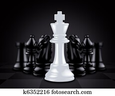 White King stand out against black chess pieces White King stand out against black chess pieces