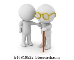 אופי, משגיח, לעזור, an, איש ישן