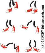 Cartoon walking feet on stick legs Cartoon walking feet on stick legs