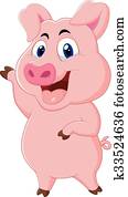 cute, porca, caricatura