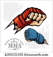 Fist punch - MMA mixed martial arts emblem badges Fist punch - MMA mixed martial arts emblem badges