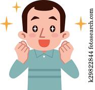 hombre maduro, de, grande, alegría