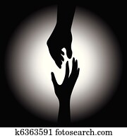 Zwei, schwarz weiß, kinder, haendchen halten Clipart | k15778034