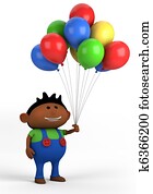 menino, com, balões