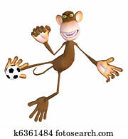 Monkey playing with a soccer ball Monkey playing with a soccer ball