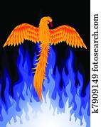 Phoenix bird with blue flame Phoenix bird with blue flame