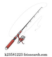 Red fishing rod Red fishing rod