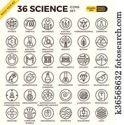 Science education badge pixel perfect outline icons