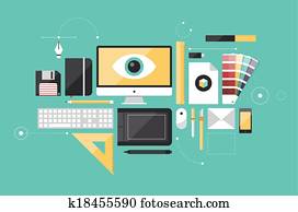 uzskatāms, intrigants, workplace, garlaicīgs, ilustrācija