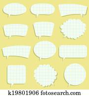 Vector set of paper speech bubbles