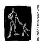 volwassene, en, kind, illustratie