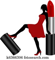 מיני, אישה, עם, אודם אדום