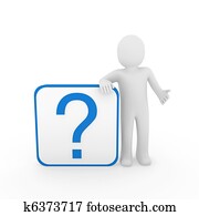 3d man question mark blue