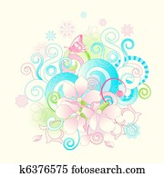 Abstract spring flowers and scrolls Abstract spring flowers and scrolls